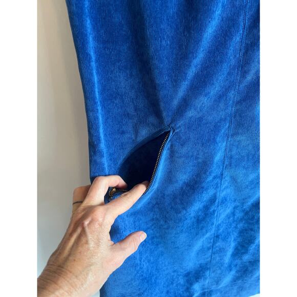 Sharagano Blue Corduroy Short Cap Sleeve Mini Shift Dress Women's Size 8 - Picture 9 of 12